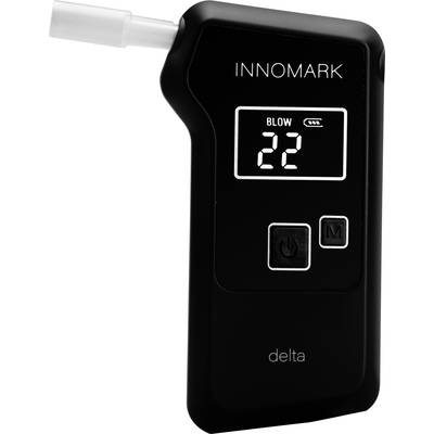 A black breathalyser with a display shows the number '22'. 'INNOMARK' is written at the top.
