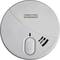 Smoke detector with 'Hush' and 'Test' buttons, marked with 'On', 'Rotate', 'Off'. Company logo at the top.