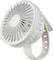 A white desk fan with a mesh design and an adjustable stand, suitable for personal cooling.