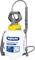 Plastic garden sprayer with 5-litre capacity, grey handle and level indicator. Brand name 'Hozelock' on yellow cap.