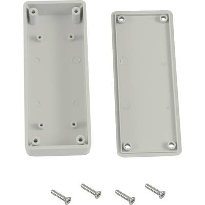 Plastic enclosure in two parts, open with four mounting screws on each section.