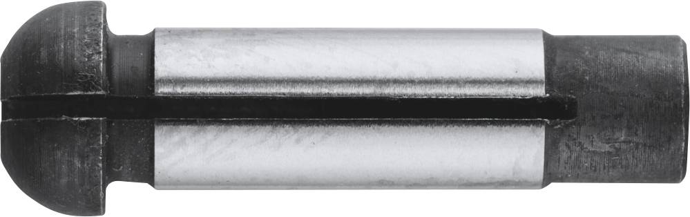 Slotted tapered tension pin; cylindrical metal sleeve for securing in mechanical applications; silver-black.