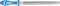 Metal file with blue plastic handle; suitable for smoothing metal surfaces.