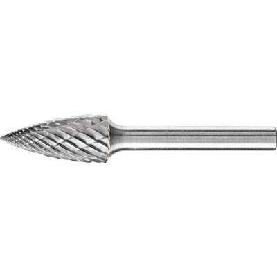 Metal milling cutters in pear shape with spiral cutting teeth, primarily used for machining metals.