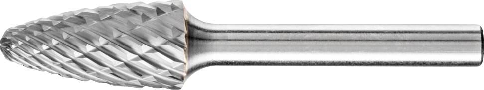Metal milling cutters with a pointed head and spiral diamond structure, suitable for machining metals in hand-held or stationary machine tools.
