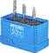 Three milling cutters in a blue plastic container with a horse logo.