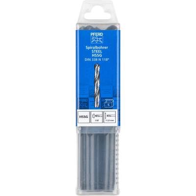 PFERD drill bit set, for steel, HSS-G type, DIN 338 size, 11.0 mm diameter, in clear packaging.