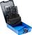A blue box with drill bit replacements, various sizes lined up from 1 to 10, lid open, PFERD brand visible.
