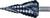 A conical stepped metal drill bit, suitable for drilling holes of varying sizes, with spiral-edged cutting surfaces.