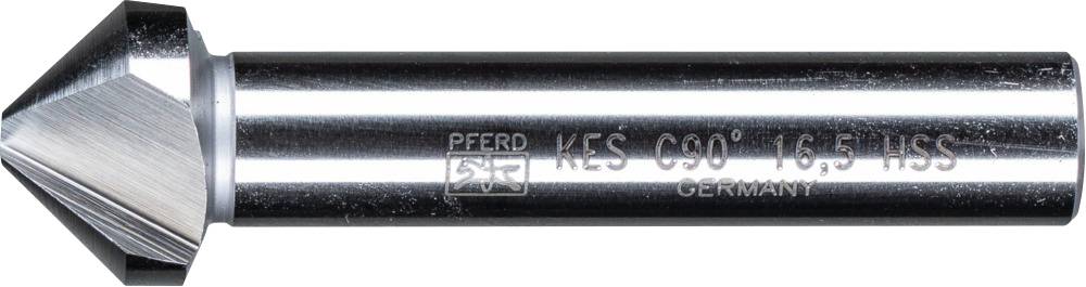 'HSS steel countersink, size 16.5 mm, by PFERD. Shiny, silver surface with a sharp, tapered point.'