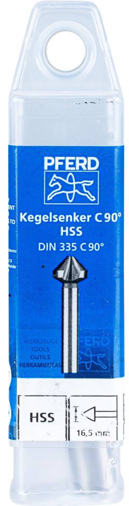 Packaging for a HSS countersink by 'PFERD', DIN 335 C 90°, suitable for metal.