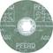 A green grinding disc by Pferd, with the inscription 'Made in Germany', speed rating of '80 m/s' and grain size 'A80'.