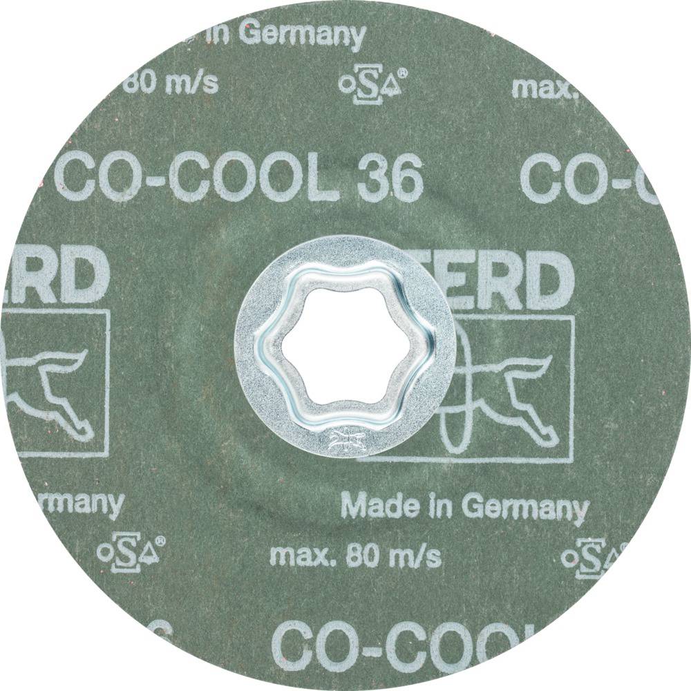 'CO-COOL 36' grinding disc with a maximum speed of 80 m/s, manufactured in Germany, brand name 'PFERD'.