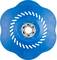 Single view of a blue grinding disc with a circular opening in the centre and evenly distributed slots for ventilation.