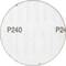 Round abrasive paper sheet with 'P240' grit printed. The paper is white with brown edges.