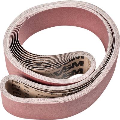 Sanding belt in red, rolled and layered multiple times; marked with 'P80'. Suitable for sanding work on various surfaces.