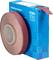 A roll of abrasive tape in red colour, partially unrolled, sits in front of a blue packaging with the 'PFERD' logo and a light text description.