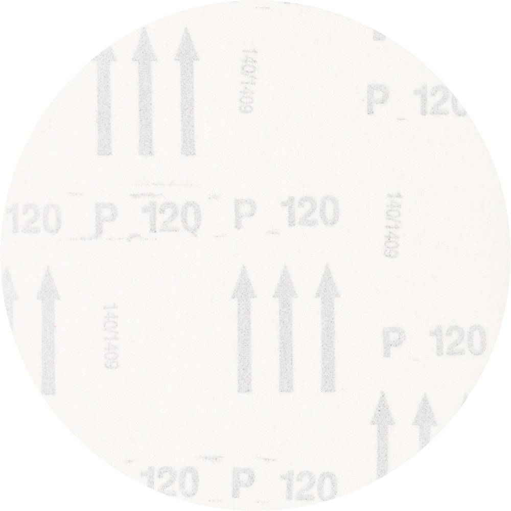 Round grinding disc, grit P120, with grinding direction arrows.