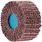 A red-brown abrasive disc with a laminated structure and blue centre, used for polishing or grinding surfaces.