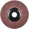 Grinding disc with a reddish bristle structure and black centre. Used for smooth surface finishing and metal removal.