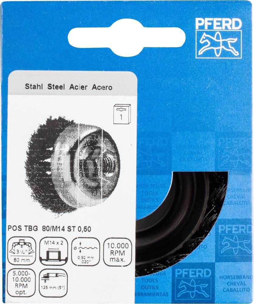 PFERD TOOLS Pot brush with TBG Ø 80 mm M14 steel wire Ø 0.50 for angle grinder POS TBG 80/M14 ST 0,50 43306031 1 pc(s)-1