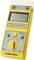 A yellow digital insulation measurement device with display, buttons for voltage selection, and a 'TEST ON/OFF' button. Model number: MH 401.