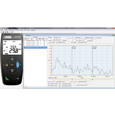 A measuring device shows '298Ω'. Beside the device is a diagram with fluctuations in resistance value over time, with current maximum values emphasised.
