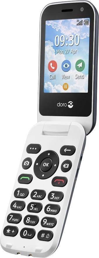 Primo by DORO 7080 Big button flip top mobile phone Panic button Graphite, White-1
