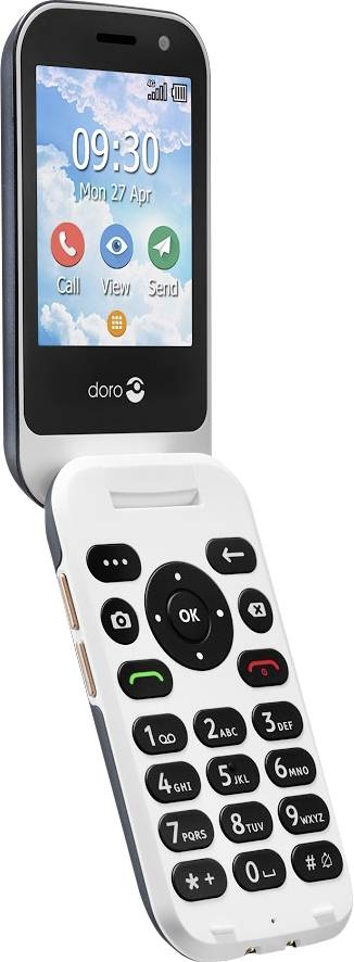 Primo by DORO 7080 Big button flip top mobile phone Panic button Graphite, White-5