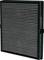 A rectangular air filter with multiple horizontal louvres, surrounded by a black frame. Suitable for air purification.