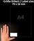 'Label size: 70 x 36 mm' appears above an image of a hand next to an A4 sheet with a small label in the bottom left corner.