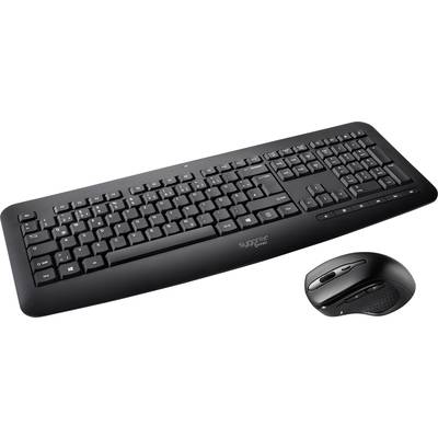 Sygonix Connect SC-KMC-300 Radio Keyboard and mouse set Numeric keypad German, QWERTZ Black-0