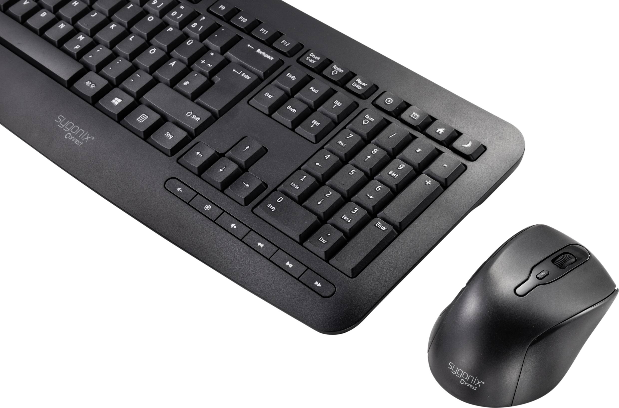 Sygonix Connect SC-KMC-300 Radio Keyboard and mouse set Numeric keypad German, QWERTZ Black-5