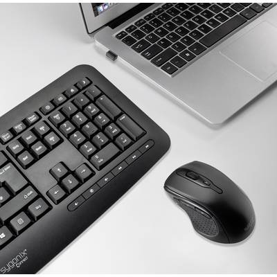 Sygonix Connect SC-KMC-300 Radio Keyboard and mouse set Numeric keypad German, QWERTZ Black-6