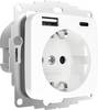 2USB 2U-449368 PG socket Child safety, incl. USB charging port IP20 Pure white (glossy)