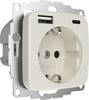 2USB 2U-449382 PG socket Child safety, incl. USB charging port IP20 Creamy white (glossy)