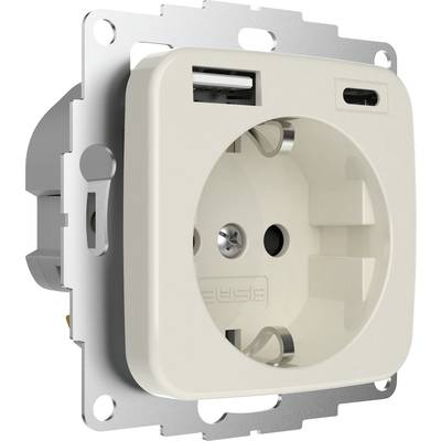 Image of 2USB 2U-449382 PG socket Child safety, incl. USB charging port IP20 Creamy white (glossy)