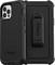 Black OtterBox mobile phone case with rugged design and belt clip, suitable for protecting and transporting a smartphone.