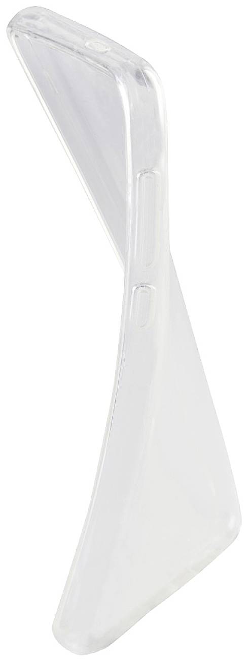 Clear plastic triangular hanger, photographed from a perspective; could be used as a display or support bracket.