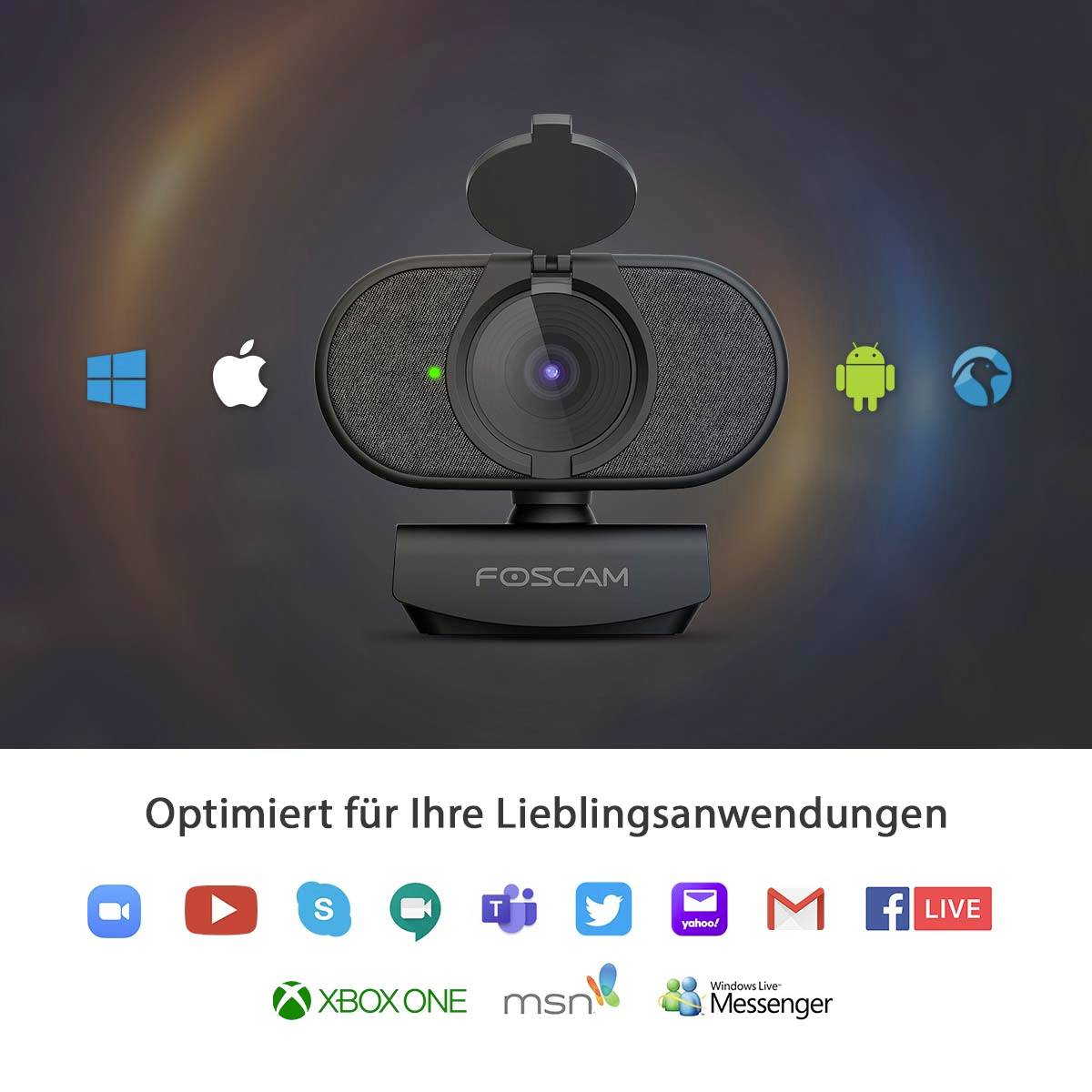Foscam W25 Full HD webcam 1920 x 1080 Pixel Clip mount, Stand-3