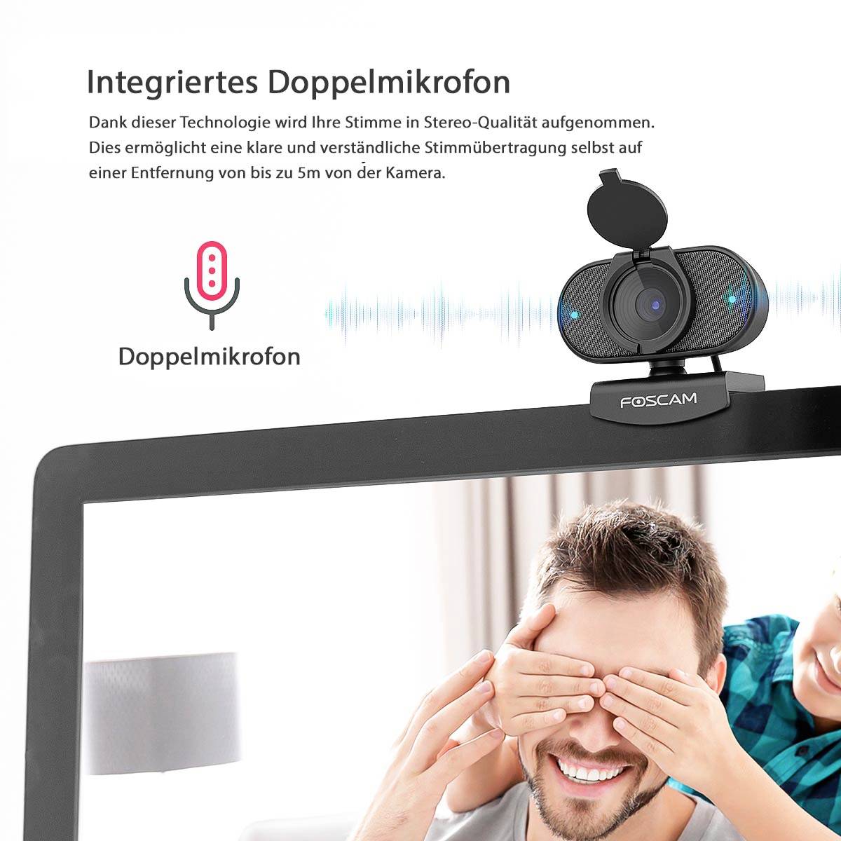Foscam W41 Full HD webcam 2688 x 1520 Pixel Clip mount, Stand-3
