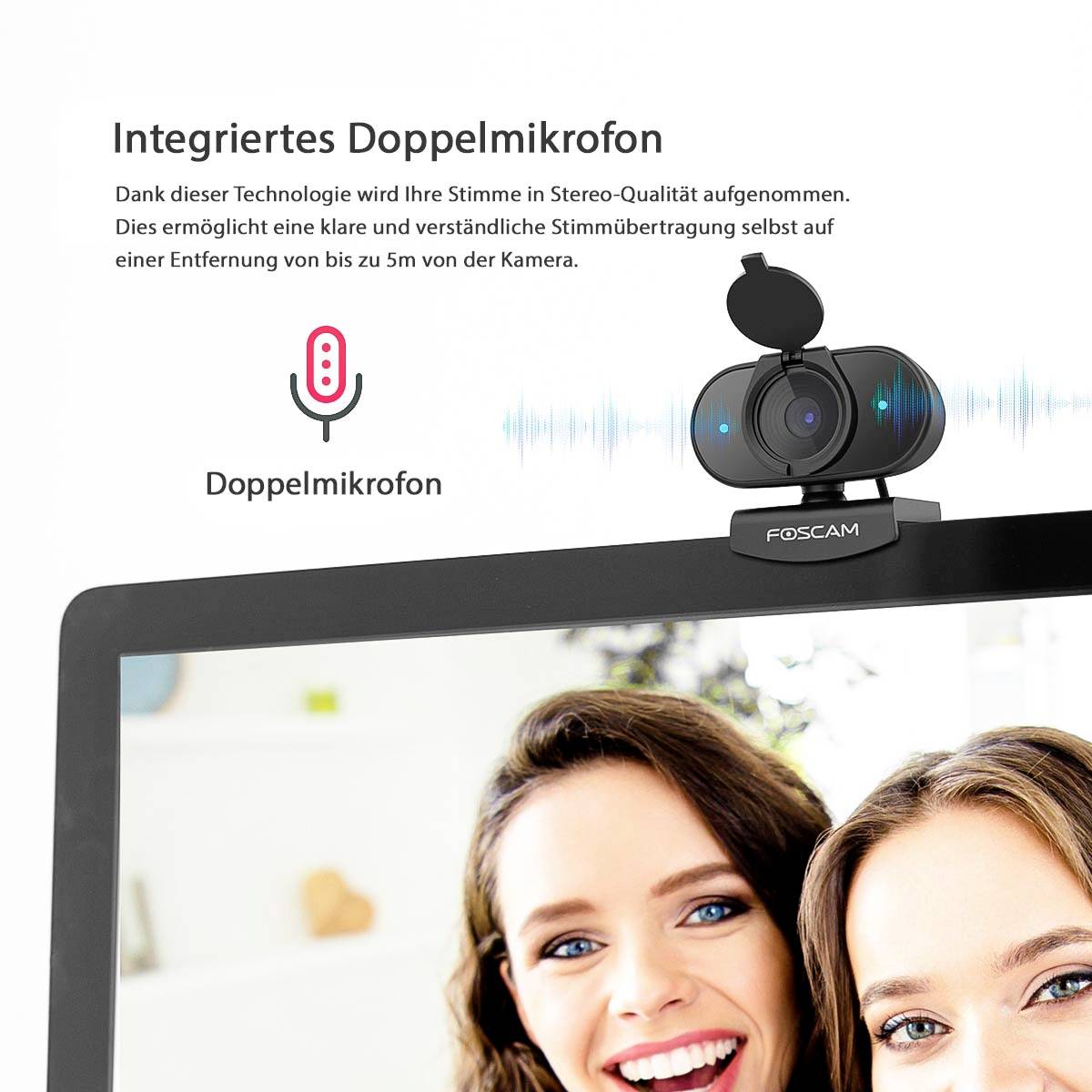 Foscam W41 Full HD webcam 2688 x 1520 Pixel Clip mount, Stand-4
