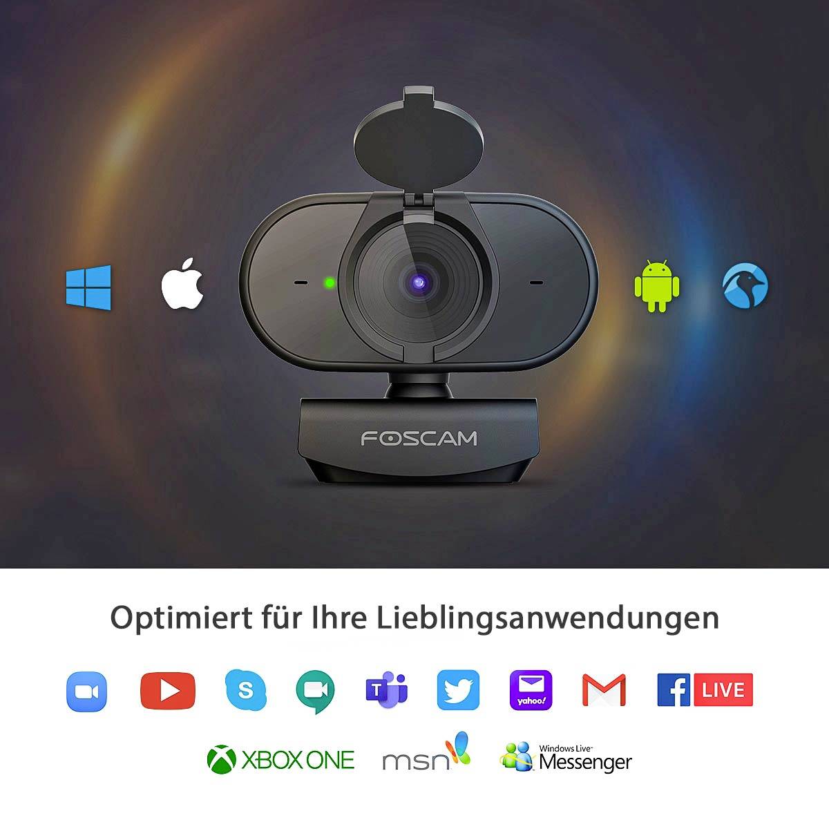 Foscam W41 Full HD webcam 2688 x 1520 Pixel Clip mount, Stand-5