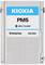 'Silver SSD drive with blue label, inscription: Kioxia, PM5, BiCS FLASH, Enterprise SAS SSD, suitable for enterprise applications.'