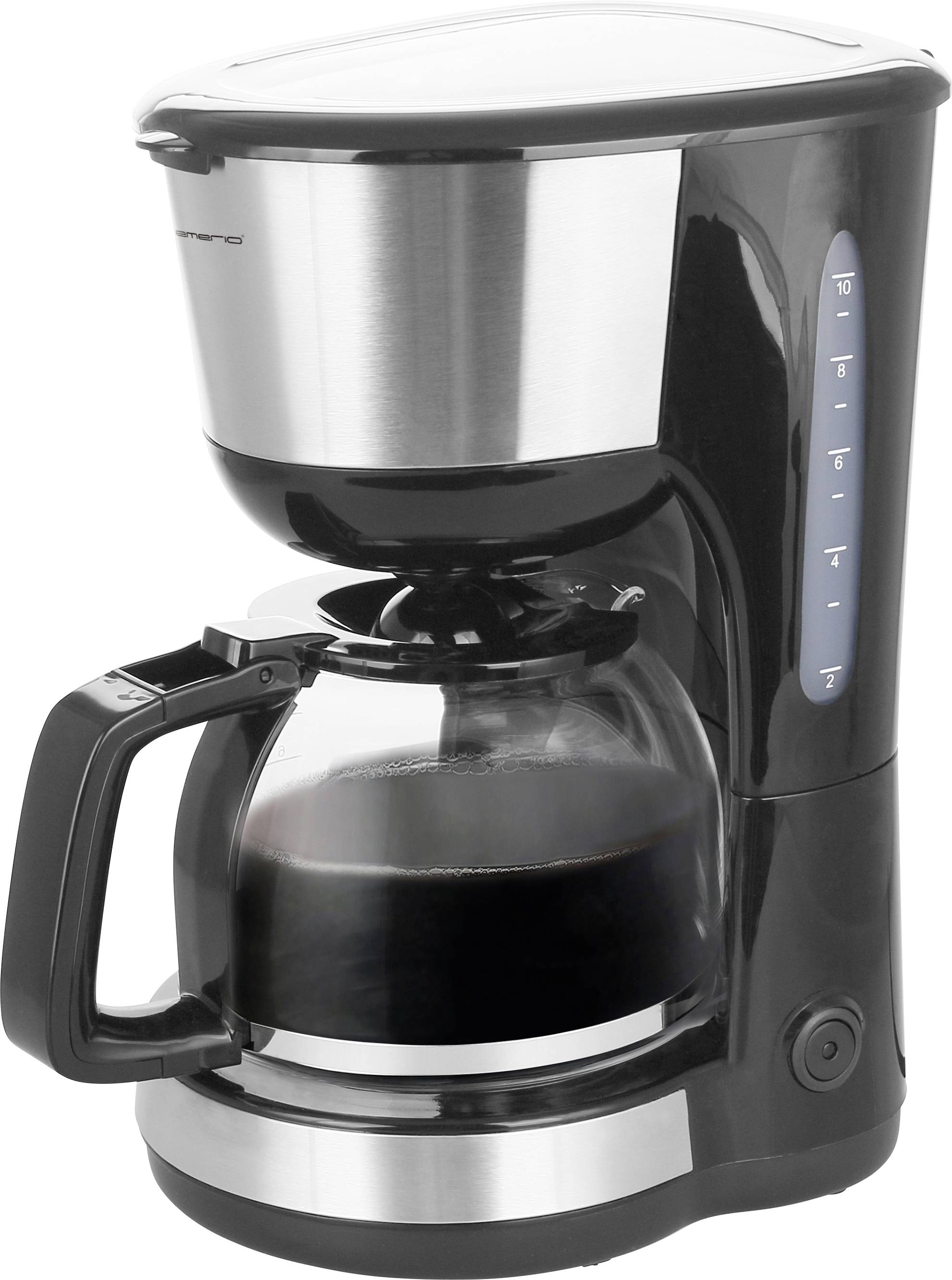 Image of EMERIO CME-122933 Coffee maker Black, Silver Cup volume=12 Glass jug, Plate warmer