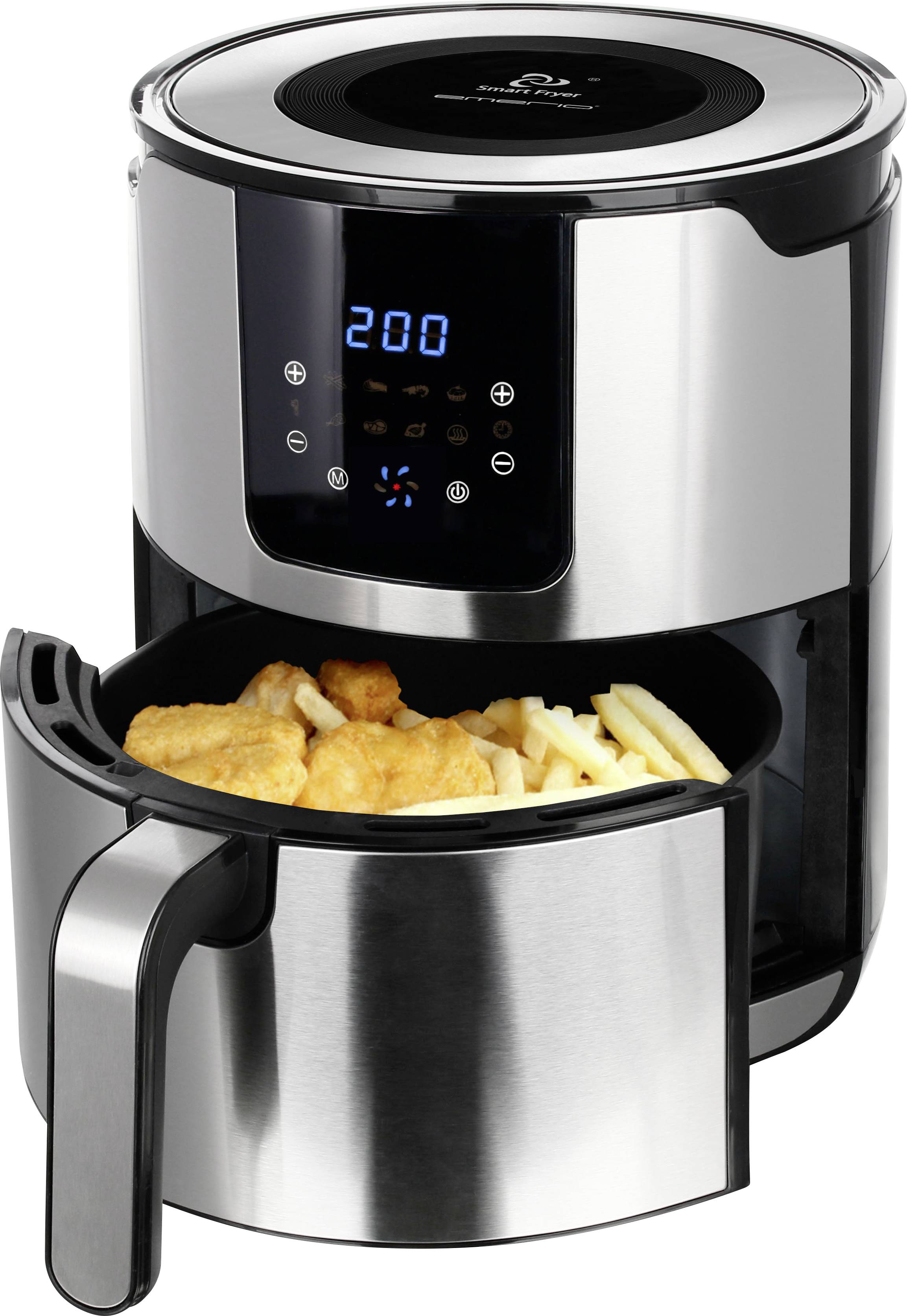 EMERIO AF-124802.1 Deep fryer 1400 W Timer function, BPA-free, Cool touch housing, with display, dishwasher proof Silver-0