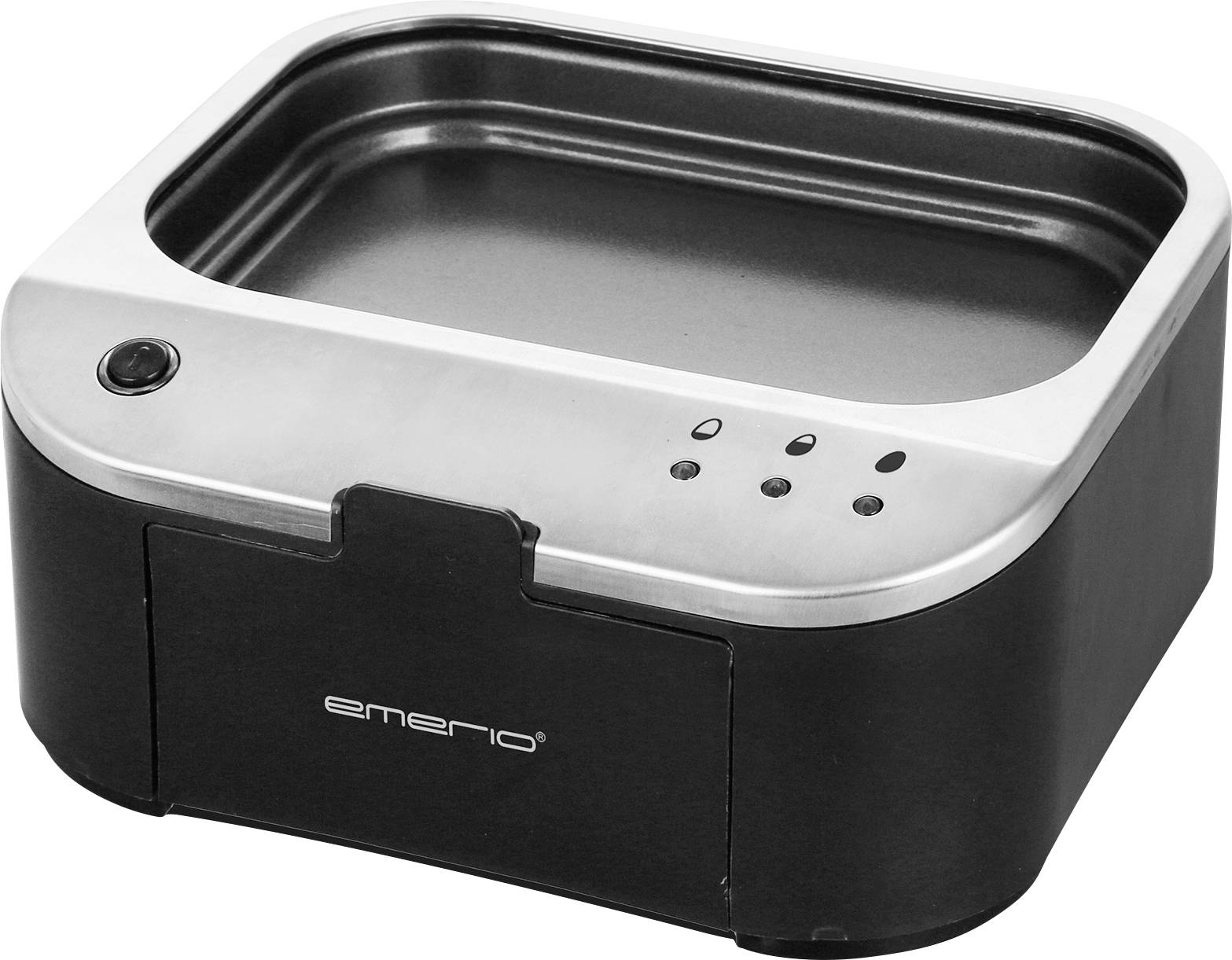 Black and silver electric caviar maker with smooth surface and control lights on top.