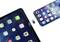 Two digital devices, a tablet and a smartphone, display apps on the screen; both have similar interface designs.