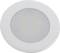 'Round LED ceiling light with white border and frosted centre.'