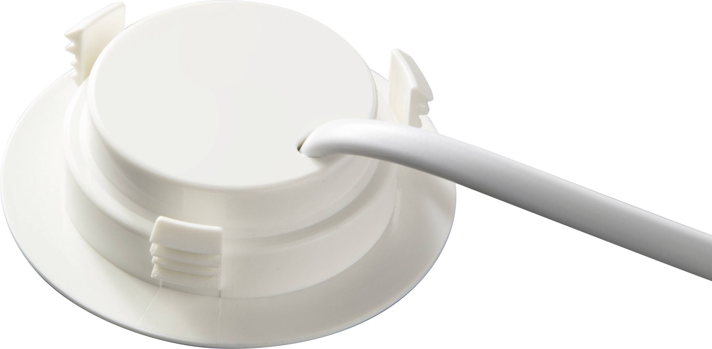 Lid of a container with a tube passing through an opening.